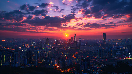 Fototapeta premium sunset over the city