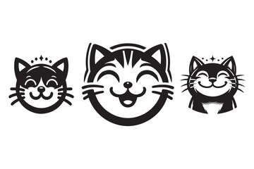 smile cat vector black design with white background