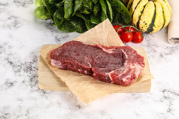 Raw rib eye beef premium steak