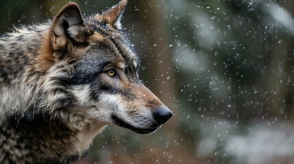 wolf animal in the rain