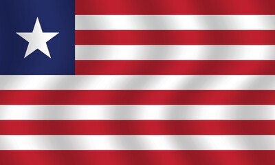 Flat Illustration of Liberia national flag. Liberia flag design. Liberia Wave flag.

