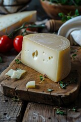 Mountain cheese on a wooden board