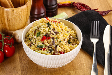 Bulgur with lamb and vegetables
