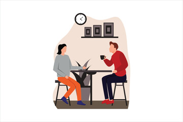 Coffee Shop Flat Design Illustration