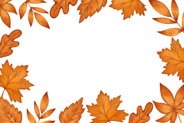 Orange fall season frame, autumn leaves banner with space for text