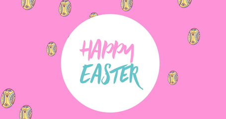 Naklejka premium Image of easter eggs and happy easter text