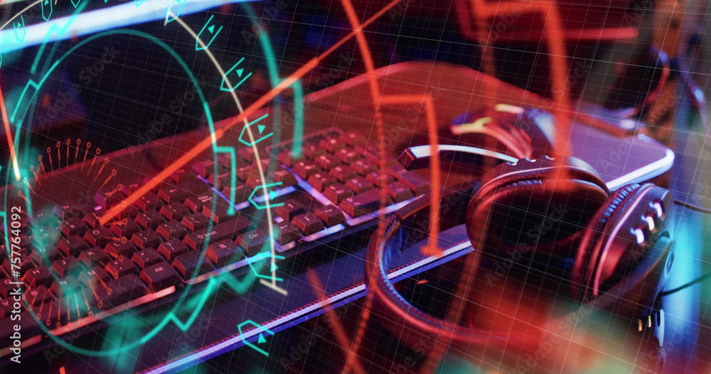 Poster image of scope scanning and data processing over laptop and headphones