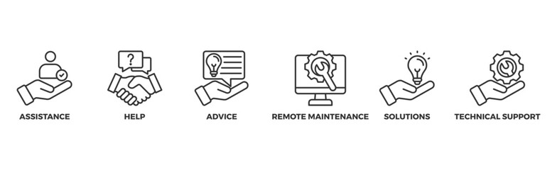 IT Expert banner web icon illustration concept with icon of assistance, help, advice, remote maintenance, solutions and technical support