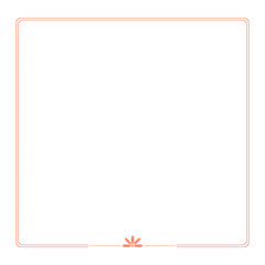 Minimalist Orange Text Frame with Flower Design Isolated on White