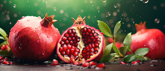 Fresh ripe pomegranate healthy bio fruit food gardenin