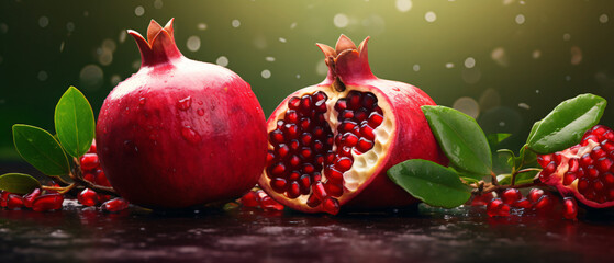 Fresh ripe pomegranate healthy bio fruit food gardenin