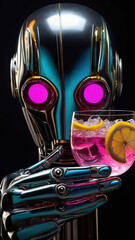 Robot bartender makes cocktails.