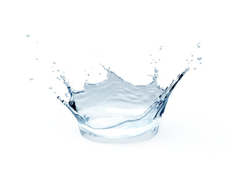 Water crown splash or translucent water splashes, drops and crown in light blue colors. png transparency