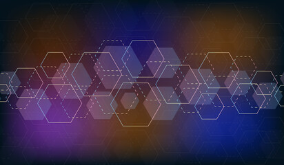 Hexagonal honeycomb background, gradient color, science background, purple