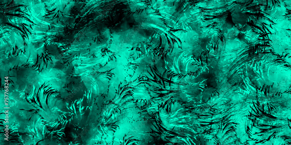 Poster Abstract background with black wall surface and black stucco texture. Grunge textures and background with marbled cloudy design. Colorful particle burn effect sparkles pattern.