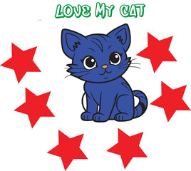 LOVE MY CAT CAT ANIMAL ILASTRATOR