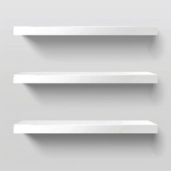 3d empty shelves on a white background