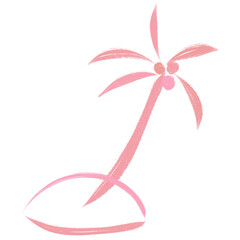 Pink palm tree on an island doodle