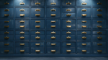Classic metal file cabinet detailed 3D rendering