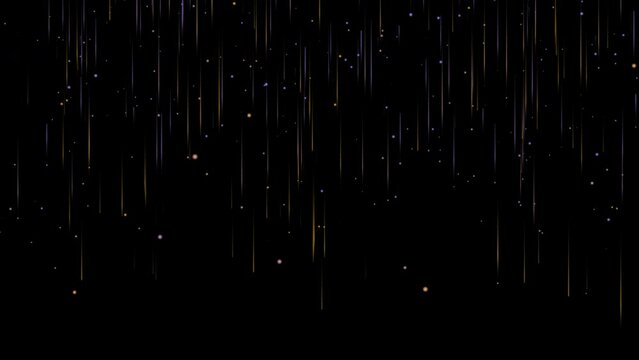 Golden and purple particle rain, particles falling down, streak cascading rain line particles,luxury award Particles Futuristic glitter