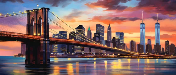 Fotobehang Oil Painting  Brooklyn Bridge New York .. © levit