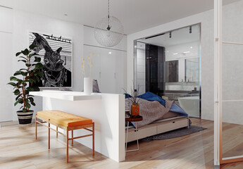 Naklejka na ściany i meble modern bedroom interior