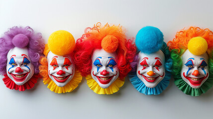 Row of Clown Masks - Powered by Adobe