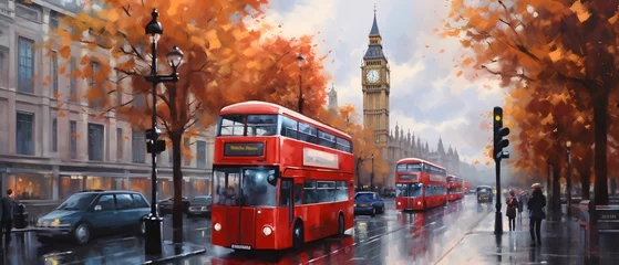 Foto auf Glas Oil Painting  Street View of London ..  . © levit