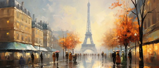 Oil Painting  Tower Eiffel Paris ..
