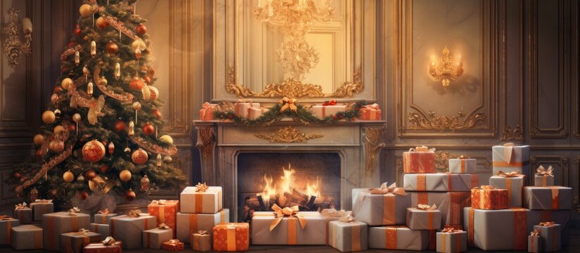 A room in the building is decorated for Christmas with a tree, fireplace, and presents. The warmth of the gas heat adds to the festive atmosphere as city lights twinkle outside
