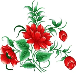 Poster Pakistani digital-textile-design-flowers-leaves - illustration © TEXTILE DESIGN PRO