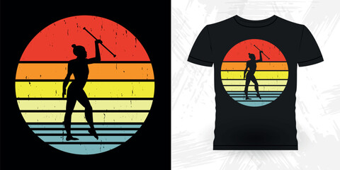 Funny Retro Vintage Baton Twirling T-shirt Design