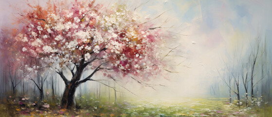 Oil painting spring background .. - obrazy, fototapety, plakaty