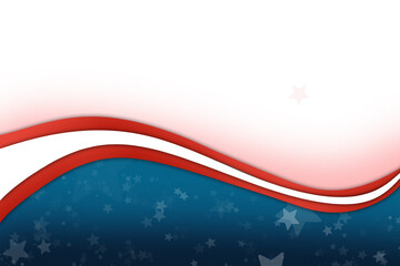 Stars, stripes and background with US flag graphic, illustration or wallpaper with color. Red, blue and white, pride and American history with Independence day celebration, event and patriotism