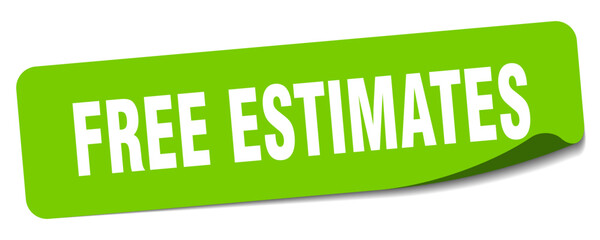 free estimates sticker. free estimates label