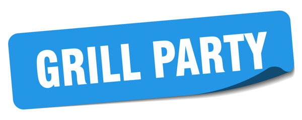 grill party sticker. grill party label