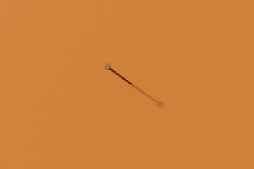 An iron nail sticks out of the wall.