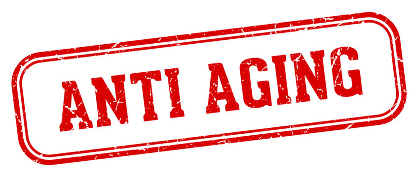 anti aging stamp. anti aging rectangular stamp on white background