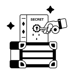 Premium glyph style icon of a secret book 