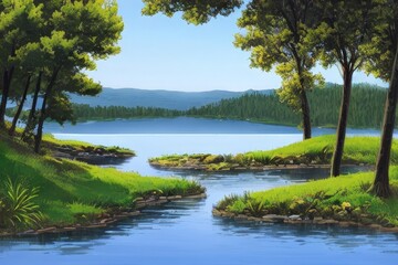 Fototapeta premium the clean lake in the mountains