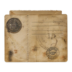 Old postcard isolated on transparent background. Isolated Transparent PNG Vintage Postcard 