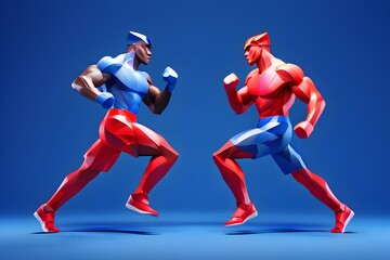 Fototapeta na wymiar boxing athletes morph into fluid curves embodying the dynamism of the movements