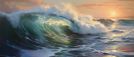 Painting seascape. Sea wave. ..