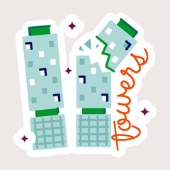Here’s a flat sticker of twin towers landmark 