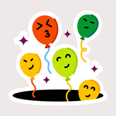 Cute flat sticker of emoji balloons 