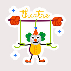 Easy to edit flat sticker of puppet theatre