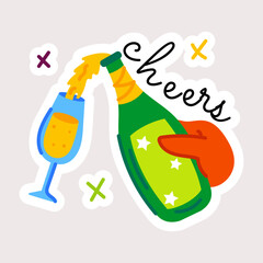 Download flat sticker of party cheers 