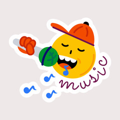 Here’s a flat sticker of music singing emoji 