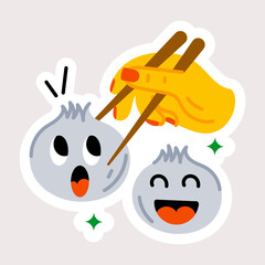 Download flat sticker of eating dumplings 