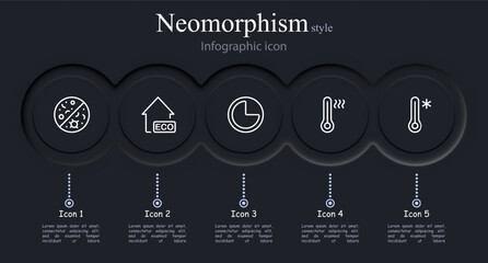 Ventilation icon set. Air, coolness, wind, fan, air conditioning, heat, blowing, cold, summer, warmth, freshness. Neomorphism style. Vector line icon for business and advertising - obrazy, fototapety, plakaty